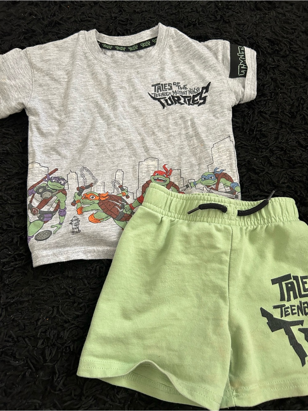 Nickelodeon Teenage Mutant Ninja Turtles Gray & Light Green Kids Matching Set